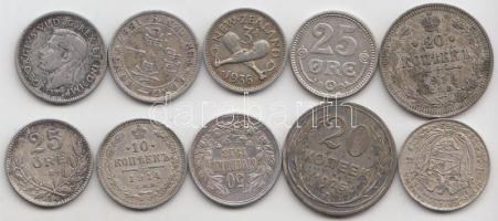 10db klf kisméretű ezüstpénz, összesen 25.31g T:2,2-,3 10pcs of small silver coins, alltogether 25.31g C:XF,VF,F