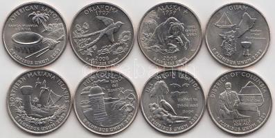Amerikai Egyesült Államok 2008-2009. 1/4$ klf emlékkiadásai (8x) tanúsítvánnyal T:1
USA 2008-2009. 1...