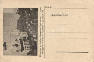 Orosháza, Evangélikus Népfőiskola, paraszt ifjú egyszerű és bátor bizonyságtétele a gyülekezet előtt (fa)