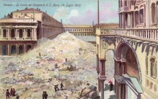 Venice Piazza San Marco after the collapse of the tower, litho