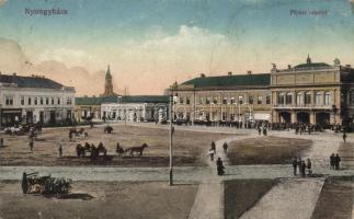 Nyíregyháza, Főtér, templom, Blumberg József üzlete, áruház (Rb)