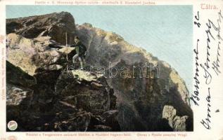 Tátra, Tengerszem csúcs, hegymászók; kiadja Feitzinger Ede, Teschen'/ alpinists
