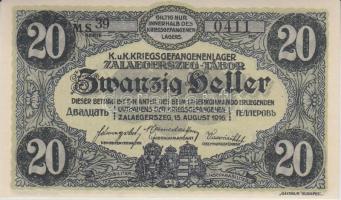 Zalaegerszeg / hadifogolytábor 1916. június 1. 10f + 20f + 50f + 1K + 2K + 5K + 10K + 20K szükségpén...