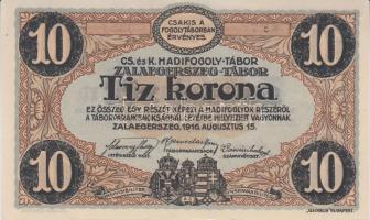 Zalaegerszeg / hadifogolytábor 1916. június 1. 10f + 20f + 50f + 1K + 2K + 5K + 10K + 20K szükségpén...