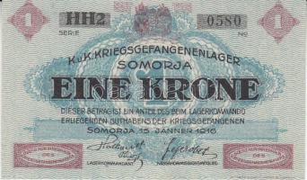 Somorja / hadifogolytábor 1916. január 15. 10f + 20f + 50f + 1K + 2K szükségpénz sorozat T:I