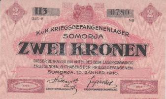 Somorja / hadifogolytábor 1916. január 15. 10f + 20f + 50f + 1K + 2K szükségpénz sorozat T:I