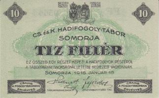 Somorja / hadifogolytábor 1916. január 15. 10f + 20f + 50f + 1K + 2K szükségpénz sorozat T:I