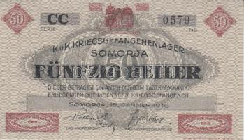 Somorja / hadifogolytábor 1916. január 15. 10f + 20f + 50f + 1K + 2K szükségpénz sorozat T:I