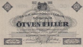 Somorja / hadifogolytábor 1916. január 15. 10f + 20f + 50f + 1K + 2K szükségpénz sorozat T:I