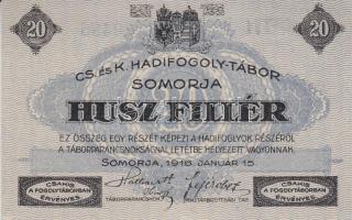 Somorja / hadifogolytábor 1916. január 15. 10f + 20f + 50f + 1K + 2K szükségpénz sorozat T:I