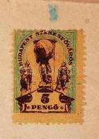 1944 Házassági anyakönyvi kivonat 4 x 50f okmánybélyeggel + 8-as fogazású Budapest városi bélyeggel ...