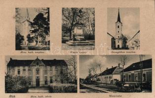 Bük, Római katolikus és Evangélikus templom, Hősök szobra, iskola