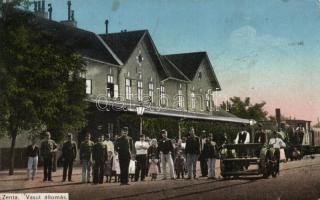 Zenta vasútállomás, hajtány / railway station, draisine (small tear)