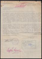 1947 3Ft Számlailleték próbanyomat ívdarab, kicsit sérült széllel, 1951-ben hivatalos levélként felh...