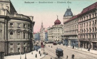 Budapest VII. Erzsébet körút, villamos, üzletek (EK)