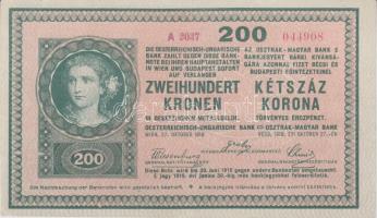 1918. 200K "A 2037" hullámos hátlap, hátoldalán "Kiskunhalas R.T. Város Adóhivatala" körbélyegzővel T:II,II-