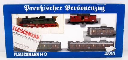 Fleischmann HO 1890 modell vasút porosz vasút mozdony és kocsik eredeti dobozában, jó állapotban / Modell train set