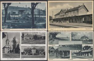 6 db régi, magyar, vasútállomást ábrázoló városképes lap: Tárnokliget, Szajol, Révfülöp, Lajosmizse, Pásztó, Balatonzamárdi / 6 old Hungarian postcards, railway stations