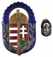 ~1921. "Vitézi Rend jelvény" hátulján karcolt számmal miniatűrrel! T:2 Hungary ~1921. "The Hungarian Vitéz Order" enamelled badge with miniature C:XF