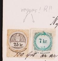 1891 Rákoskeresztúr, Nyugta hagyatékot illető követelésekről való lemondásról 7 és 25 krajcáros ille...