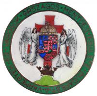 Osztrák-Magyar Monarchia ~1915. "Vármegyék és Városok Országos Mentőegyesülete - Budapest" mentős kitüntetés nagyméretű zománcozott gomblyukjelvénye. Szign.: ARKANZAS / BUDAPEST (50mm) T:2 R!