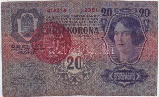1913. 20K piros "Magyarország" körbélyegzővel T:II
