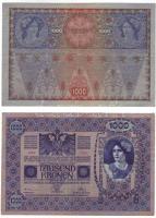 Ausztria 1902. 1000K 2 klf típusban, 2 klf típusú piros  "Deutschösterreich" fny-sal T:II ...