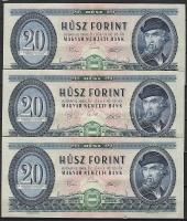 1969. 20Ft (3x) egymásutáni sorszámokkal T:II Csak egyszer hajtva!