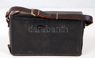 Tento quartz 406 szovjet táskarádió, bőr tokban, 10×17 cm