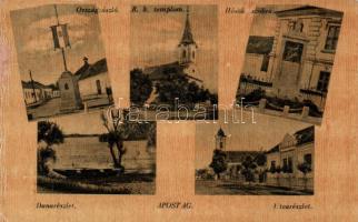 Apostag, Országzászló, Római katolikus templom, Hősök szobra, Duna (Rb)