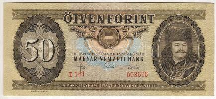 1965. 50Ft sor és sorozatszám ferdén nyomva T:II