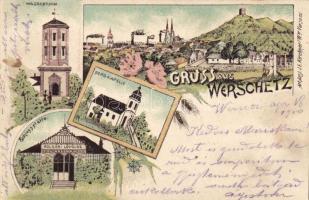 Versec water tower, chapel, shooting hall, floral, litho (fa)