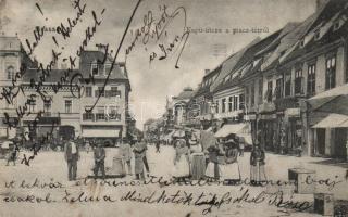 Brassó Kapu utca a piac térről, Zeidner üzlete / Gate street from market place, shop (pinhole)