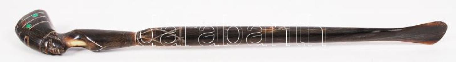 Faragott csont cipőkanál, fáraó fejjel, m:40 cm