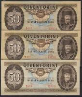 1969. 50Ft (3x) benne eltolódott és ferdén nyomott sor- és sorozatszámok T:II
