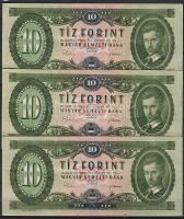 1969. 10Ft (3x) egymás utáni sorszámokkal T:II Csak egyszer hajtva!