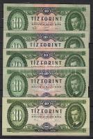 1957,1960,1962,1969,1975. 10Ft 5 klf db T:II Csak egyszer hajtva!