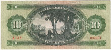 1962. 10Ft (variáns) sorozatszám "3"-as számjegyének felső része egyenes T:II