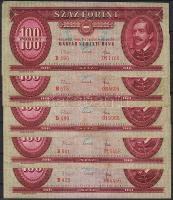 1969. 100Ft (10x) variáns! Az aláírások "László" és "Fekete" mérete nagyobb 6mm helyett 9mm,ill. 10mm helyett 13mm T:II+,II