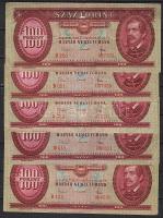 1969. 100Ft (10x) variáns! Az aláírások "László" és "Fekete" mérete nagyobb 6mm ...