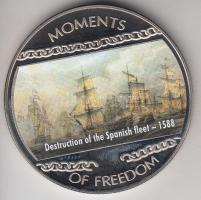 Libéria 2004. 10$ "Szabadság pillanatai-A spanyol armada pusztulása 1588." multicolor T:PP Liberia 2004. 10 Dollars "Moments of Freedom-Destruction of the Spanish fleet 1588." multicolor C:PP
