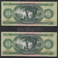1962. 10Ft (2x) egymásutáni sorszámokkal T:II Csak egyszer hajtva!