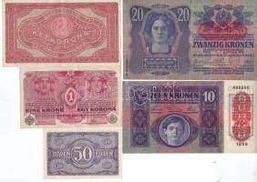 Kis korona tétel 1915-1920. 7 klf db 50f, 1K, 2K (2 típusban), 10K (2 klf), 20K T:I,II