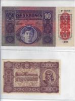 1915. 10K piros "Deutschösterreich" fny-sal T:II Csak egyszer hajtva, 1923. 100K T:II Csak egyszer hajtva!