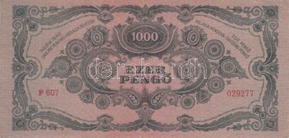 1943. 1000P T:III + 1945. 1000P vörös "MNB" bélyeggel T:II-(apró betépődés)