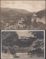 2 db régi osztrák városképes lap: Wörschach, Vorau Stift / 2 old Austrian postcards