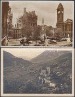 2 db régi külföldi városképes lap: Merano, Birmingham / 2 old foreign postcards