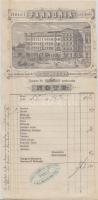 cca 1870 Pest, VIII. Hotel Pannonia szálloda által kiállított fejléces számla a szálloda bélyegzőjével, hátoldalán kézírással.
