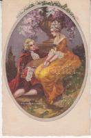 Baroque couple, Italian art postcard s: T. Corbella