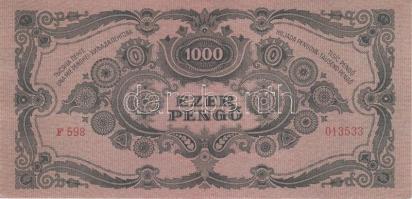 1945. 1000P rosszul felragasztott bélyeggel T:II